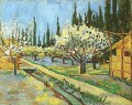 Verger en fleur bordé de cyprès Vincent van Gogh